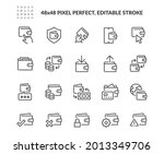 Simple Set of Wallet Related Vector Line Icons. Contains such Icons as Top up or Withdraw Funds, Money Transfer, Payment and more. Editable Stroke. 48x48 Pixel Perfect.