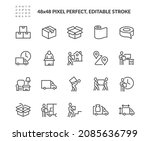 Simple Set of Moving Service Related Vector Line Icons. 
Contains such Icons as Office Move, Vehicle Cargo Stats, Loaders and more. Editable Stroke. 48x48 Pixel Perfect.