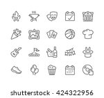 Simple Set of Event Related Vector Line Icons. 
Contains such Icons as Bonfire, Guitar, Popcorn, Party, Festival and more. 
Editable Stroke. 48x48 Pixel Perfect. 