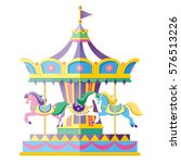 Carousel With Horses. Vector...
