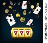 gold slot machine and dices... | Shutterstock .eps vector #2048731160