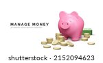 piggy bank with stack of gold... | Shutterstock .eps vector #2152094623