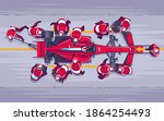 pit stop in races f1. replacing ... | Shutterstock .eps vector #1864254493