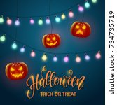 halloween background  pumpkin ... | Shutterstock .eps vector #734735719