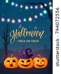 halloween background  pumpkins. ... | Shutterstock .eps vector #744072556