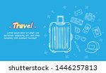 doodle hand draw traveler with... | Shutterstock .eps vector #1446257813