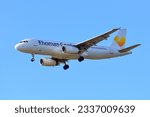 Small photo of Avion Express Airbus A320 over airport on June 24,2017 in Frankfurt,Germany.