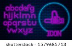 glowing neon chainsaw icon... | Shutterstock .eps vector #1579685713