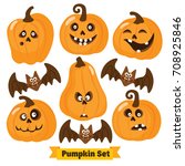 halloween funny pumpkin vector... | Shutterstock .eps vector #708925846