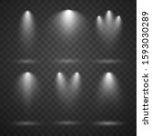 white spotlights set  bright... | Shutterstock .eps vector #1593030289