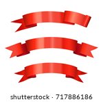 set of red vector shiny ribbon... | Shutterstock .eps vector #717886186