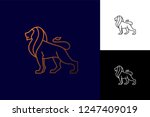 lion logo vector. lion line art ... | Shutterstock .eps vector #1247409019