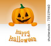 halloween card with realistic... | Shutterstock .eps vector #735159460