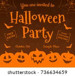 scary halloween party  ... | Shutterstock .eps vector #736634659
