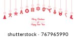 christmas banner with hanging... | Shutterstock .eps vector #767965990