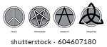 symbols set   peace  pentagram  ... | Shutterstock . vector #604607180