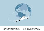 airplane flying around the... | Shutterstock .eps vector #1616869939
