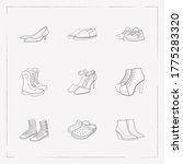 Set Of Shoe Types Icons Line...