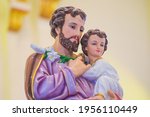 Statue of Saint Joseph with Child Jesus in Catholic church