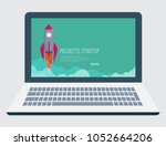 rocket  clouds business startup ... | Shutterstock .eps vector #1052664206