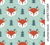 cute deer seamless pattern.... | Shutterstock .eps vector #1698575389
