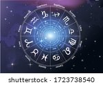 zodiac wheel signs with space... | Shutterstock .eps vector #1723738540