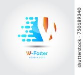 abstract faster letter w logo... | Shutterstock .eps vector #750189340