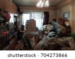 Apartment of a pensioner who suffers from compulsive hoarding, littered with trash and books