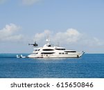 Mega yacht anchored in the Abaco's Sea, Bahamas.
