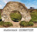 Small photo of Men-an-Tol known as Men an Toll or Crick Stone - small formation of standing stones in Cornwall, United Kingdom