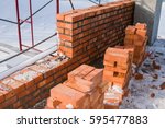 Small photo of Reupload the wall of bricks with cement in construction