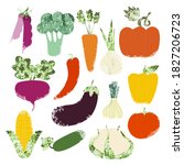 set of hand drawn vegetables.... | Shutterstock .eps vector #1827206723