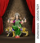 Small photo of Goddess Durga in navratri festival, Navratri is biggest religious festival of Hinduism