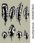 vintage feather set. hand drawn ... | Shutterstock . vector #404087863