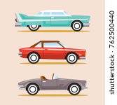 vintage old cars collection | Shutterstock .eps vector #762500440