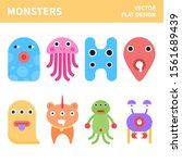 cute cartoon monsters character.... | Shutterstock .eps vector #1561689439