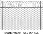Metal Fence With Barbed Wire