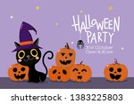 halloween party invitation card ... | Shutterstock .eps vector #1383225803