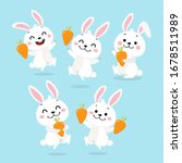 cute white bunny with carrot.... | Shutterstock .eps vector #1678511989