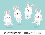cute white bunny set. rabbit... | Shutterstock .eps vector #1887721789
