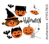 happy halloween greeting card.... | Shutterstock .eps vector #675517813