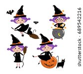 cute witch vector set  halloween | Shutterstock .eps vector #689542216