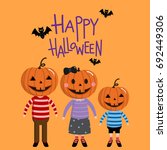 pumpkin family  halloween vector | Shutterstock .eps vector #692449306