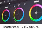 Small photo of Color grading graph or RGB colour correction indicator on monitor in post production process. Telecine stage in video or film production processing. for colorist edit or adjust color on digital movie.