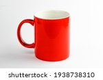 Red Ceramic Cup On White...