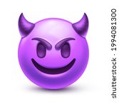 Evil Devil Emoji. Happy Purple...