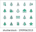 Christmas Tree Thin Line Icon...