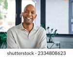 Small photo of professional headshots, cheerful dark skinned man with myasthenia gravis disease looking at camera, happy office worker with eye syndrome, inclusion and diversity