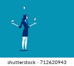 businesswoman juggling with... | Shutterstock .eps vector #712620943