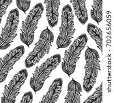 feather background hand drawn | Shutterstock . vector #702656059